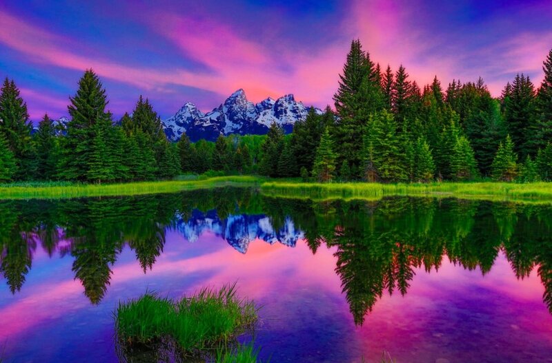Mountain Range in Lake — Purple