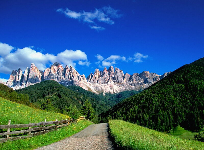 Mountain Range in Valley — Blue