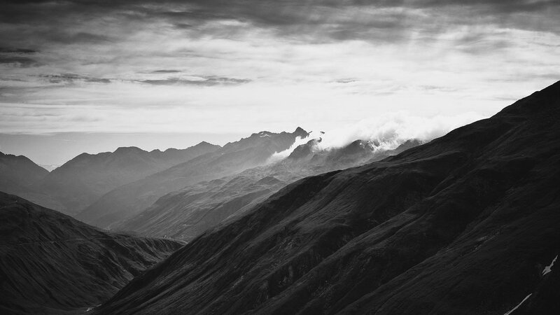 Mountain Range Landscape — Black