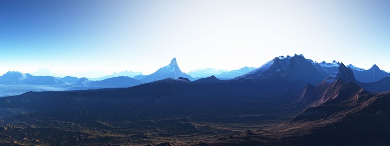 Mountain Range Landscape — Blue, Serene, 3d Render