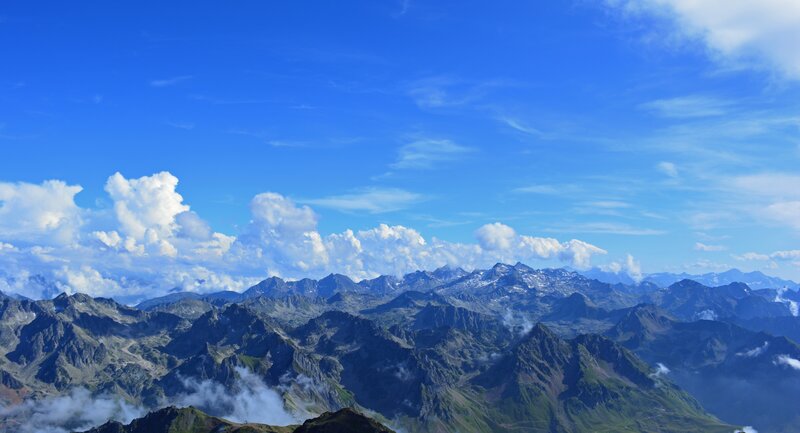 Mountain Range Landscape — Blue, Serene, Afternoon, Photograph, Clouds, Sky