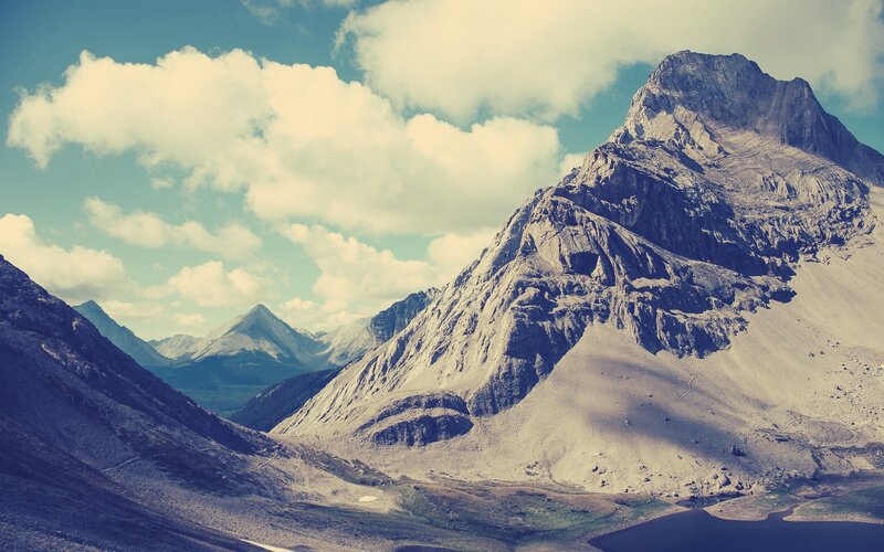 Mountain Range Landscape — Blue, Serene, Afternoon, Photograph, Clouds, Valley