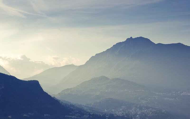 Mountain Range Landscape — Blue, Serene, Morning, Photograph, Mountains