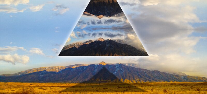 Mountain Range Landscape — Blue, Serene, Sunset, Photograph