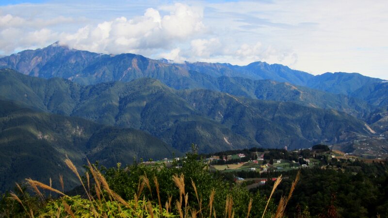 Mountain Range Landscape — Green, Serene, Afternoon, Photograph, Clouds