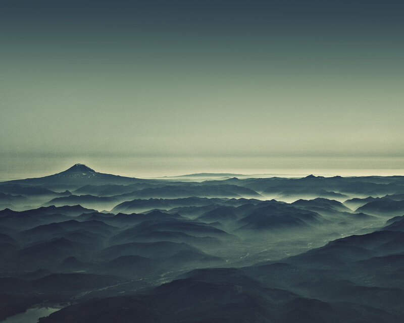 Mountain Range Landscape — Green, Serene, Morning, Photograph, Mountains, Fog