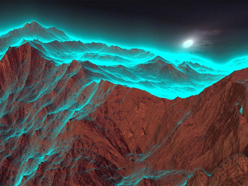 Mountain Range Landscape — Red