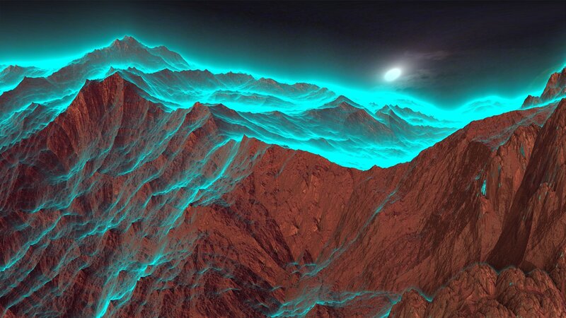 Mountain Range Landscape — Teal, Dramatic