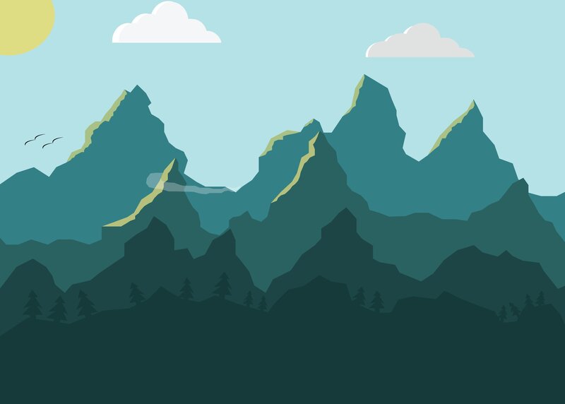 Mountain Range Landscape — Teal, Serene