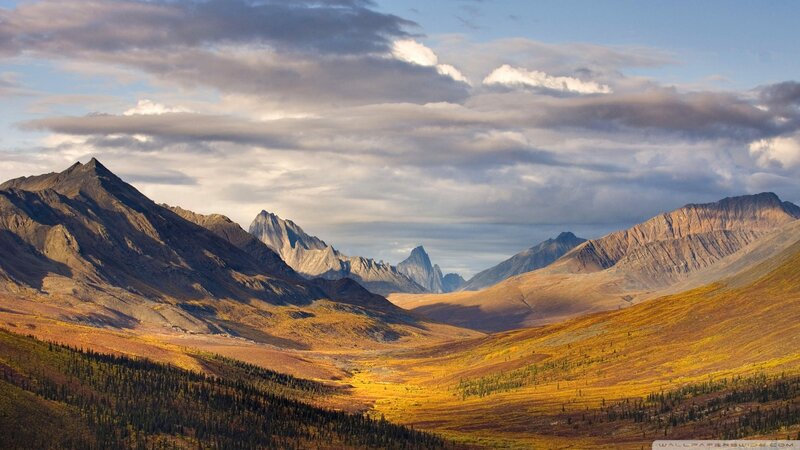 Mountain Range Landscape — Yellow, Dramatic