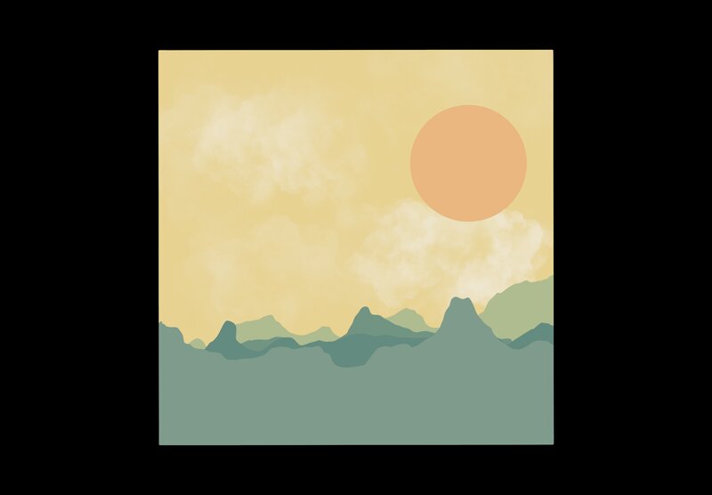 Mountain Range Landscape — Yellow, Serene
