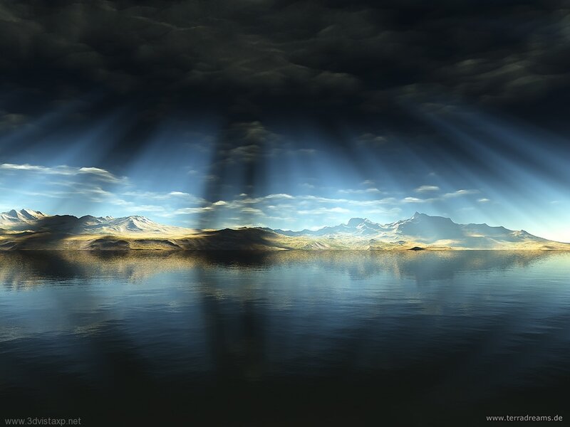 Mountain Range over Lake — Blue, Dramatic