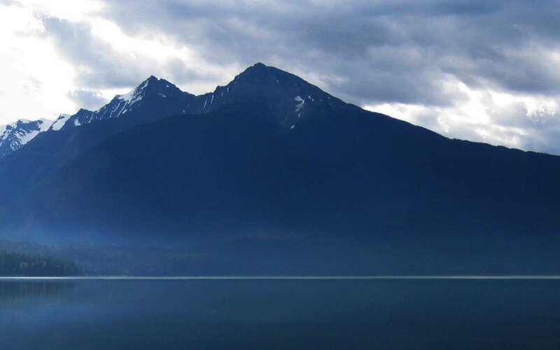 Mountain Range over Lake — Blue