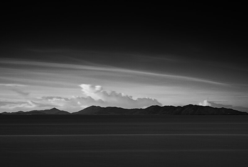 Mountain Range over Water — Black