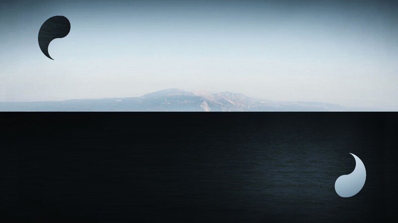Mountain Range over Water — Blue, Serene