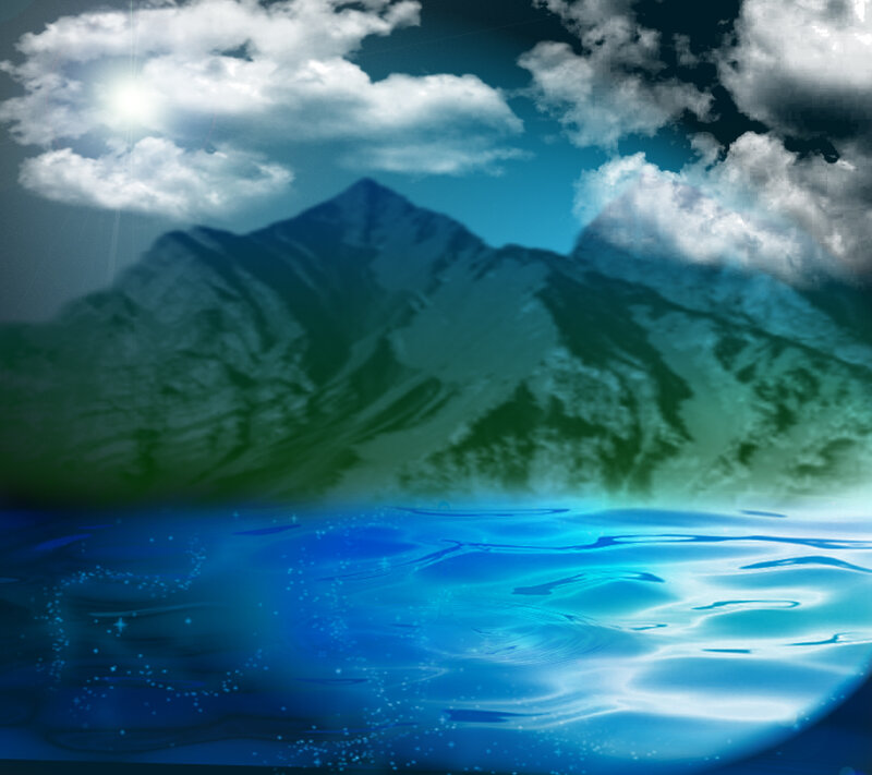 Mountain Range over Water
