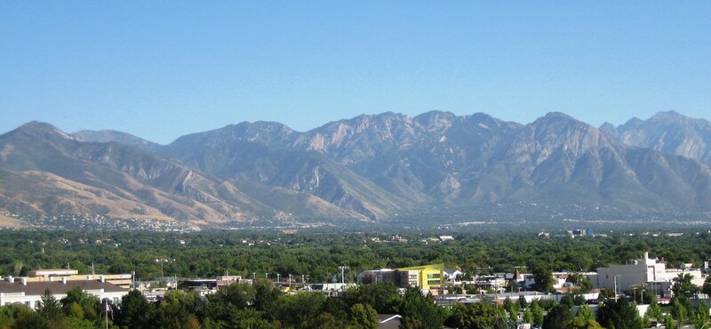 mountain range overlooking a city
