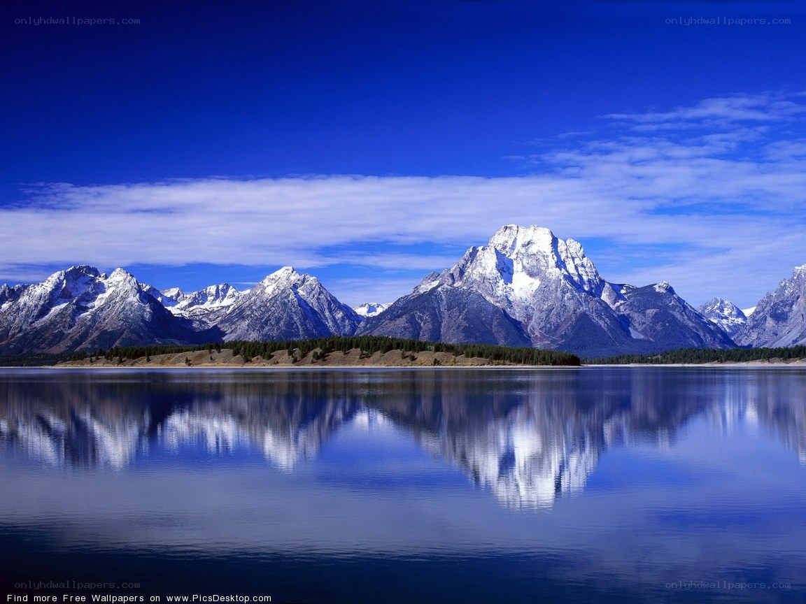 mountain range reflected in lake