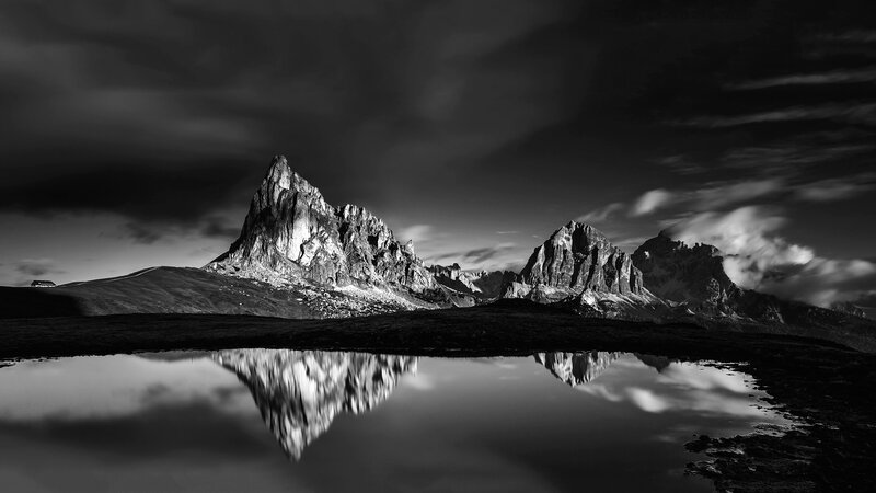 Mountain Range Reflection — Black