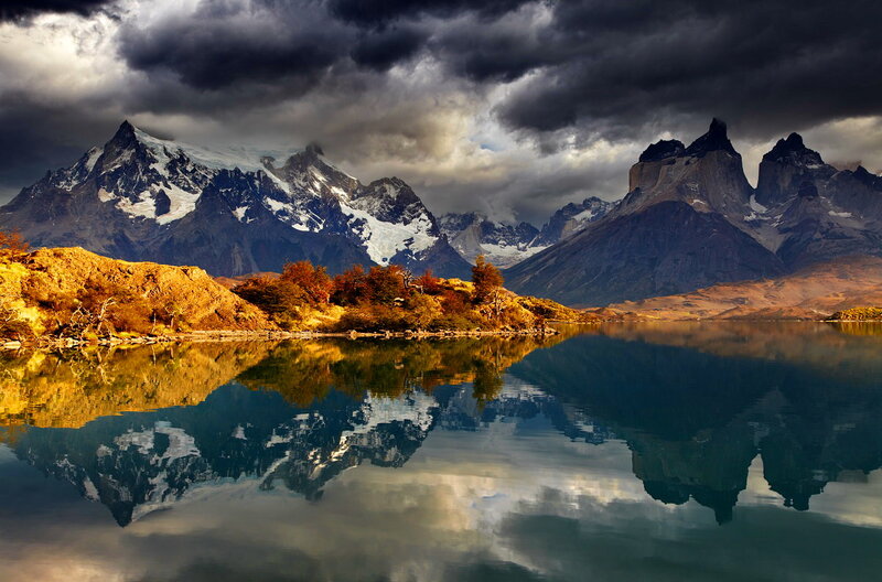Mountain Range Reflection — Blue, Dramatic, Afternoon, Photograph