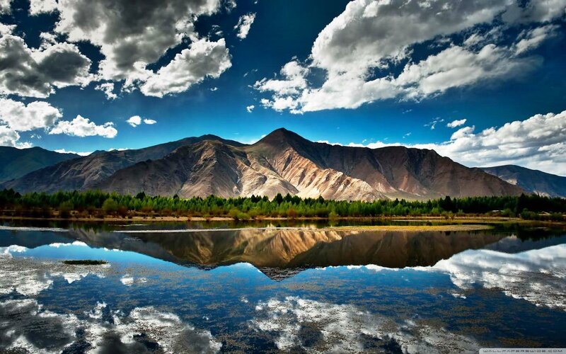 Mountain Range Reflection — Blue, Dramatic, Afternoon