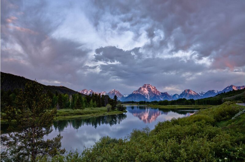 Mountain Range Reflection — Blue, Dramatic, Sunset