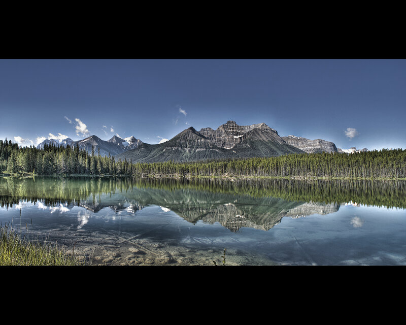Mountain Range Reflection — Blue, Serene, Afternoon, Photograph, Lake, Forest, Sky, Green