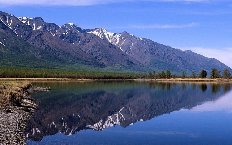 Mountain Range Reflection — Blue, Serene, Afternoon, Photograph, Lake, Forest