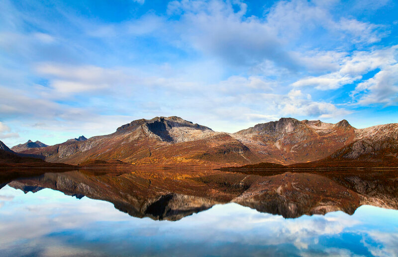 Mountain Range Reflection — Blue, Serene, Afternoon, Photograph, Lake, Sky