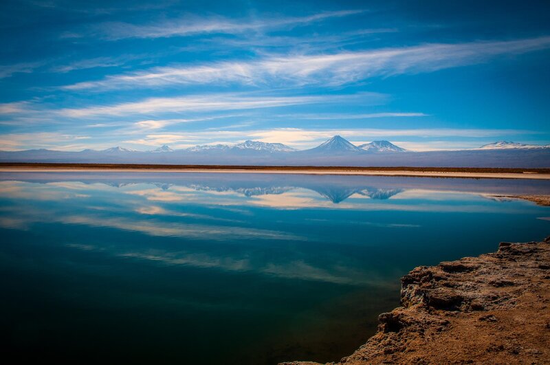 Mountain Range Reflection — Blue, Serene, Afternoon, Photograph, Mountains, Lake, Sky