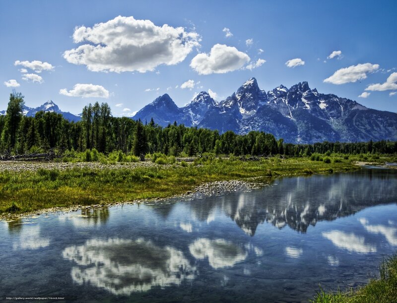 Mountain Range Reflection — Blue, Serene, Afternoon, Photograph, River