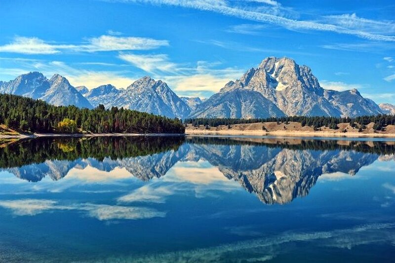 Mountain Range Reflection — Blue, Serene, Afternoon, Photograph