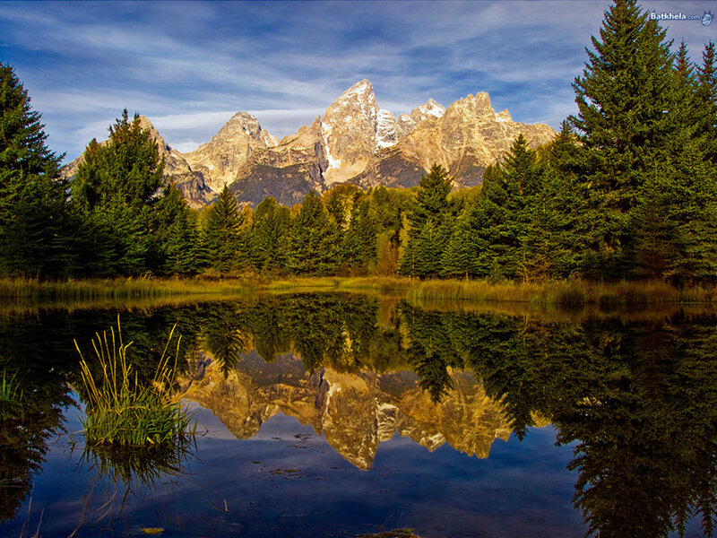 Mountain Range Reflection — Blue, Serene, Afternoon