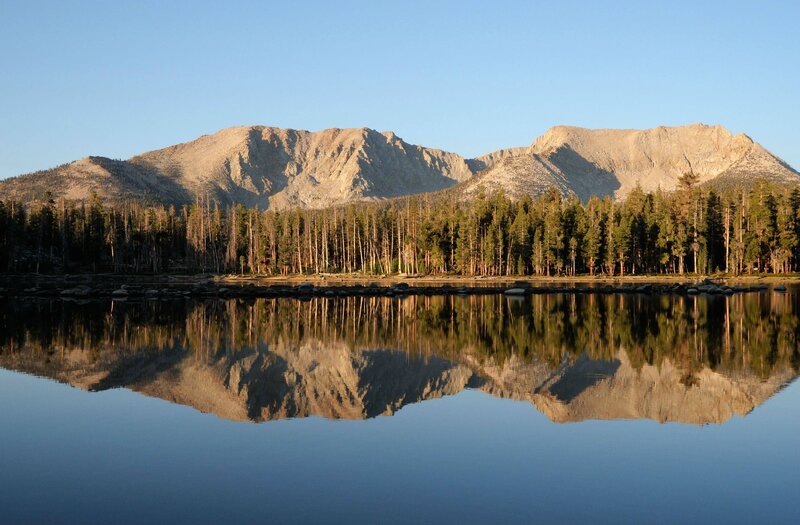 Mountain Range Reflection — Blue, Serene, Morning, Photograph, Lake, Forest, Mountains