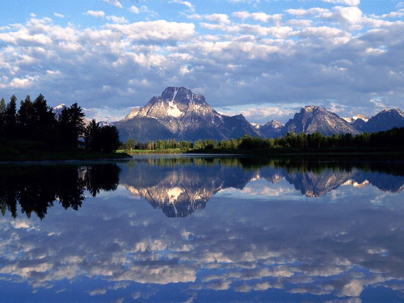 Mountain Range Reflection — Blue, Serene, Morning, Photograph, Mountains, Lake