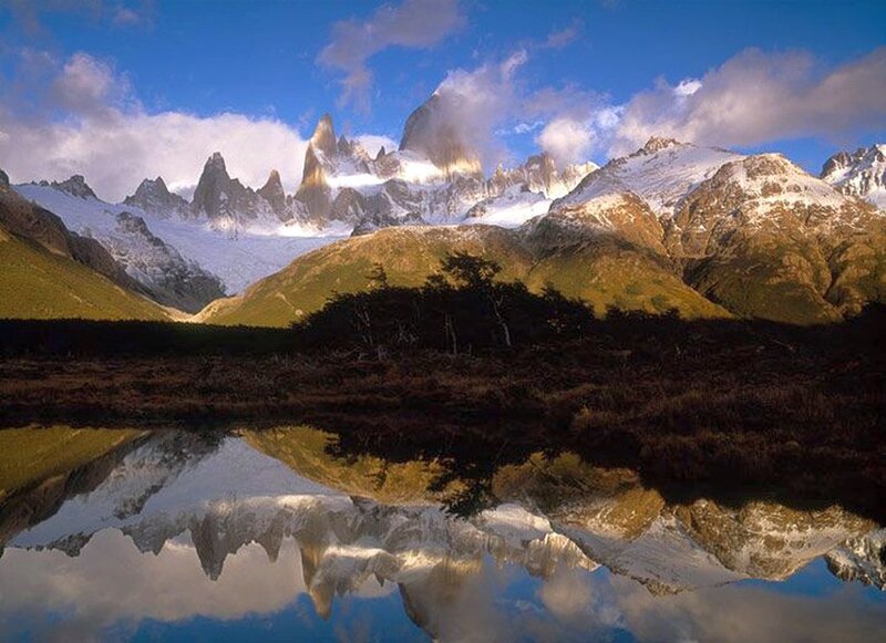 Mountain Range Reflection — Blue, Serene, Morning, Photograph, Mountains