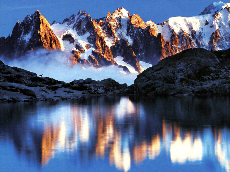 Mountain Range Reflection — Blue, Serene, Sunrise, Photograph, Mountains