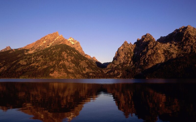 Mountain Range Reflection — Blue, Serene, Sunset, Photograph, Lake, Sky