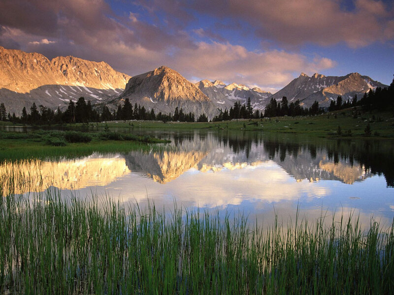 Mountain Range Reflection — Blue, Serene, Sunset, Photograph