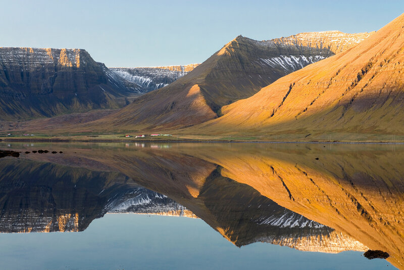 Mountain Range Reflection — Brown