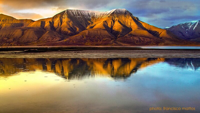 Mountain Range Reflection — Gold
