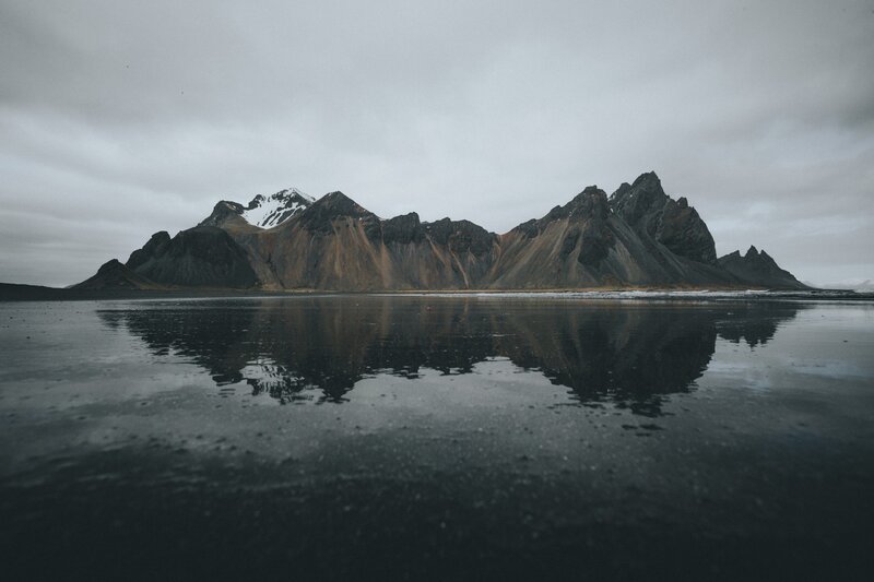 Mountain Range Reflection — Gray, Dramatic