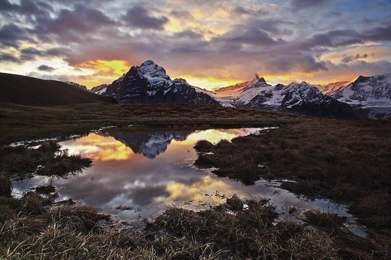 Mountain Range Reflection — Orange