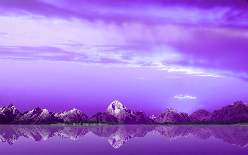 Mountain Range Reflection — Purple, Serene, Sunset, Photograph