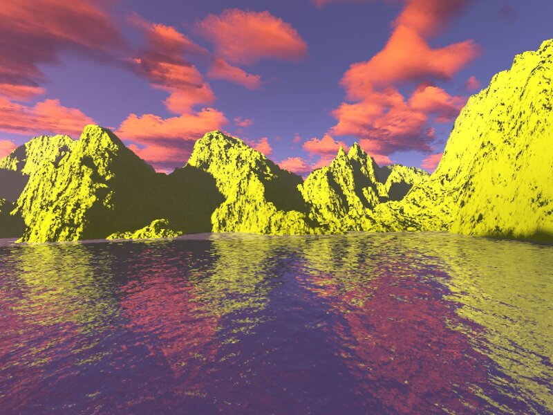 Mountain Range Reflection — Yellow