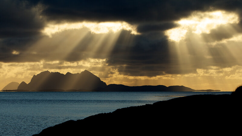 Mountain Range Silhouette — Blue, Dramatic, Sunset, Photograph