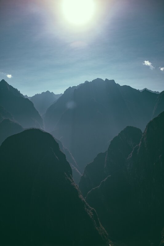 Mountain Range Silhouette — Blue, Serene, Afternoon