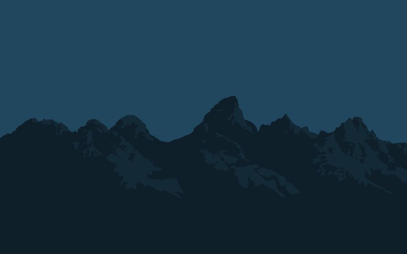 Mountain Range Silhouette — Blue, Serene, Night