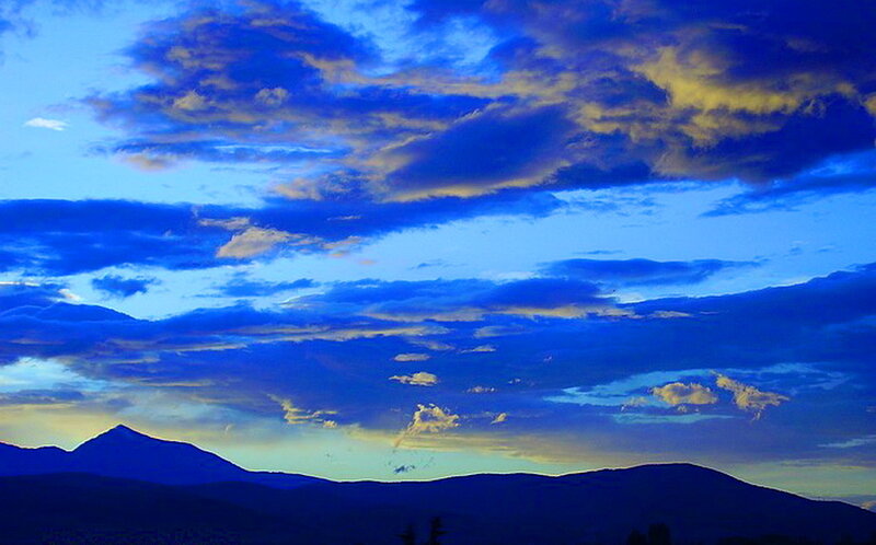 Mountain Range Silhouette — Blue