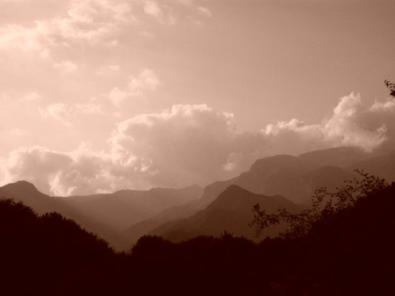 Mountain Range Silhouette — Brown